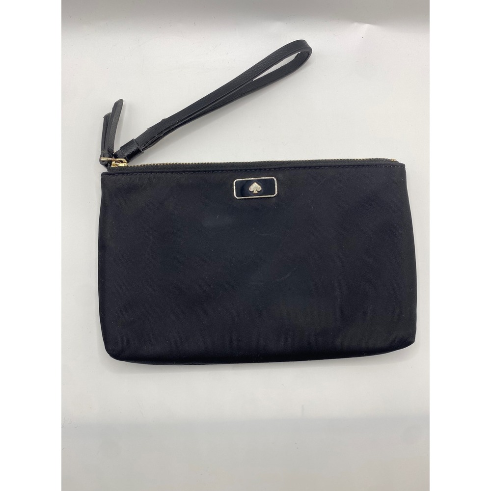 Kate Spade Black Nylon Wristlet‎ Pouch Clutch Bag With Spade Logo